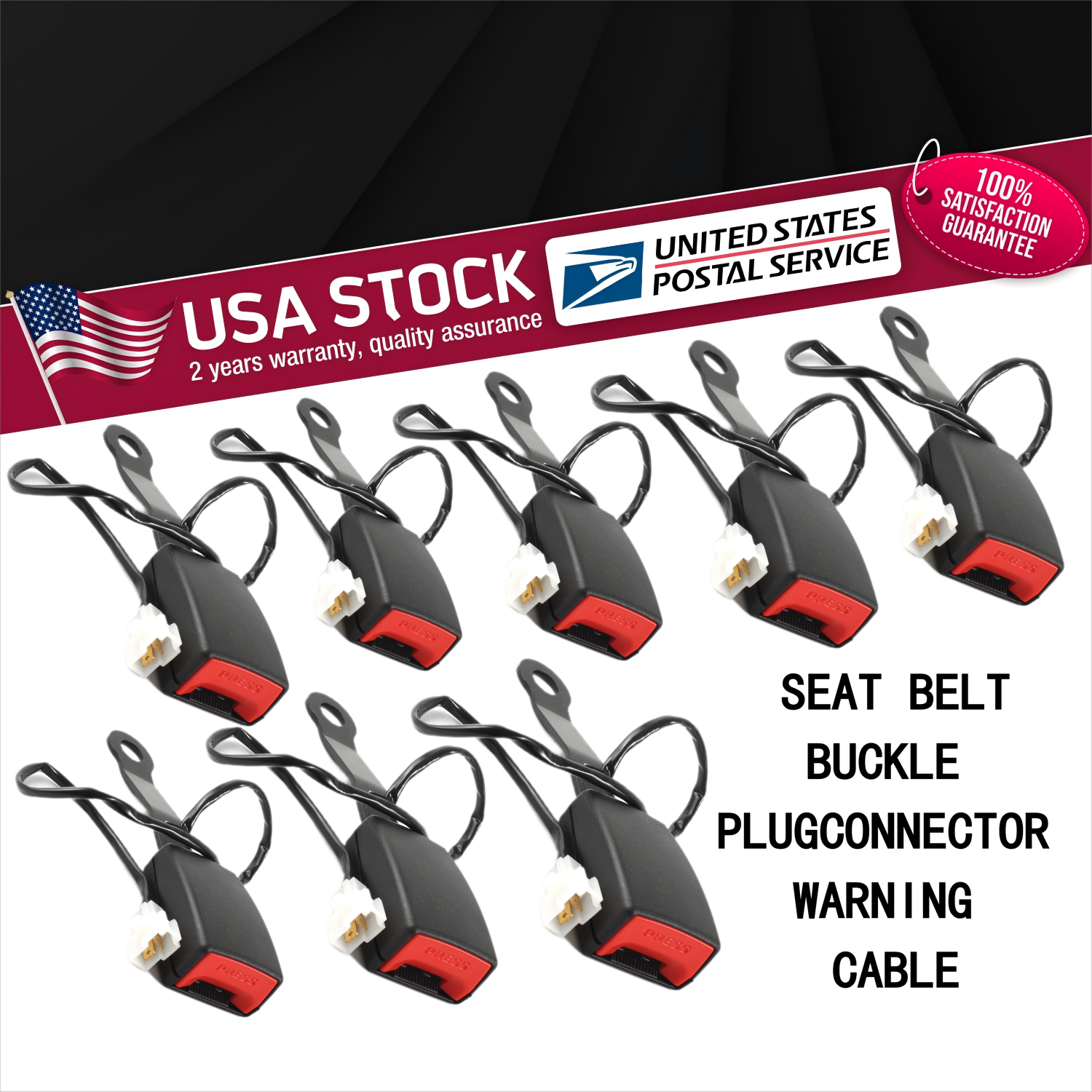 NEW Car Passenger Front Seat Belt Buckle Socket Plug Connector w/Warning Cable