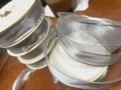 vintage metallic mesh ribbon wire 7/8