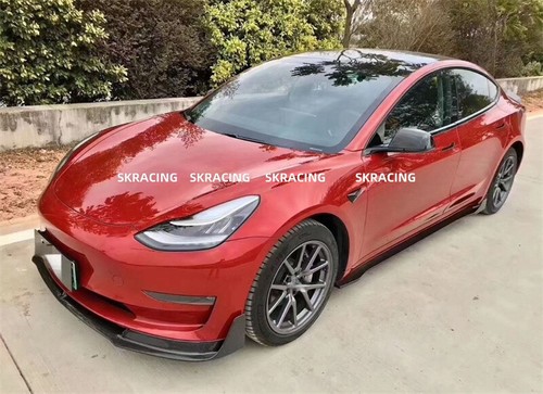For Tesla Model 3 Sedan 2017-2023 Real Carbon Fiber Front Lip Bumper Body kits - Picture 8 of 20