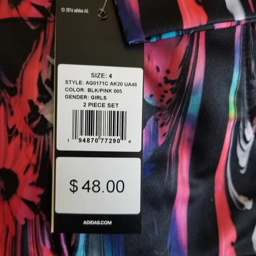 ADIDAS Girls 2-Piece Tracksuit Set Jacket & Pants Pink Floral SELECT SIZE NEW - Picture 13 of 14