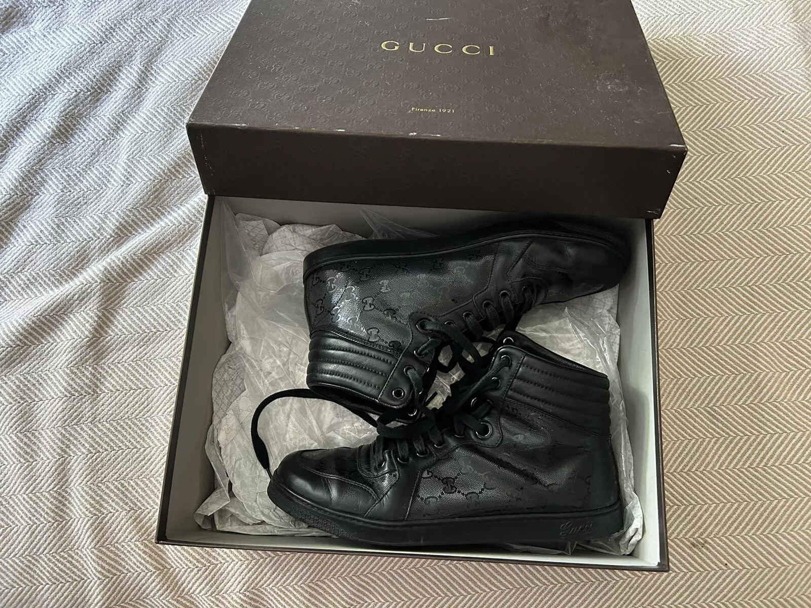 Baskets Gucci Imprime noir haut haut homme taille 8,5
