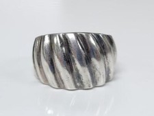 Sterling Silver Ribbed Tapered Ring  Sz 6  5.6 g  11-E951
