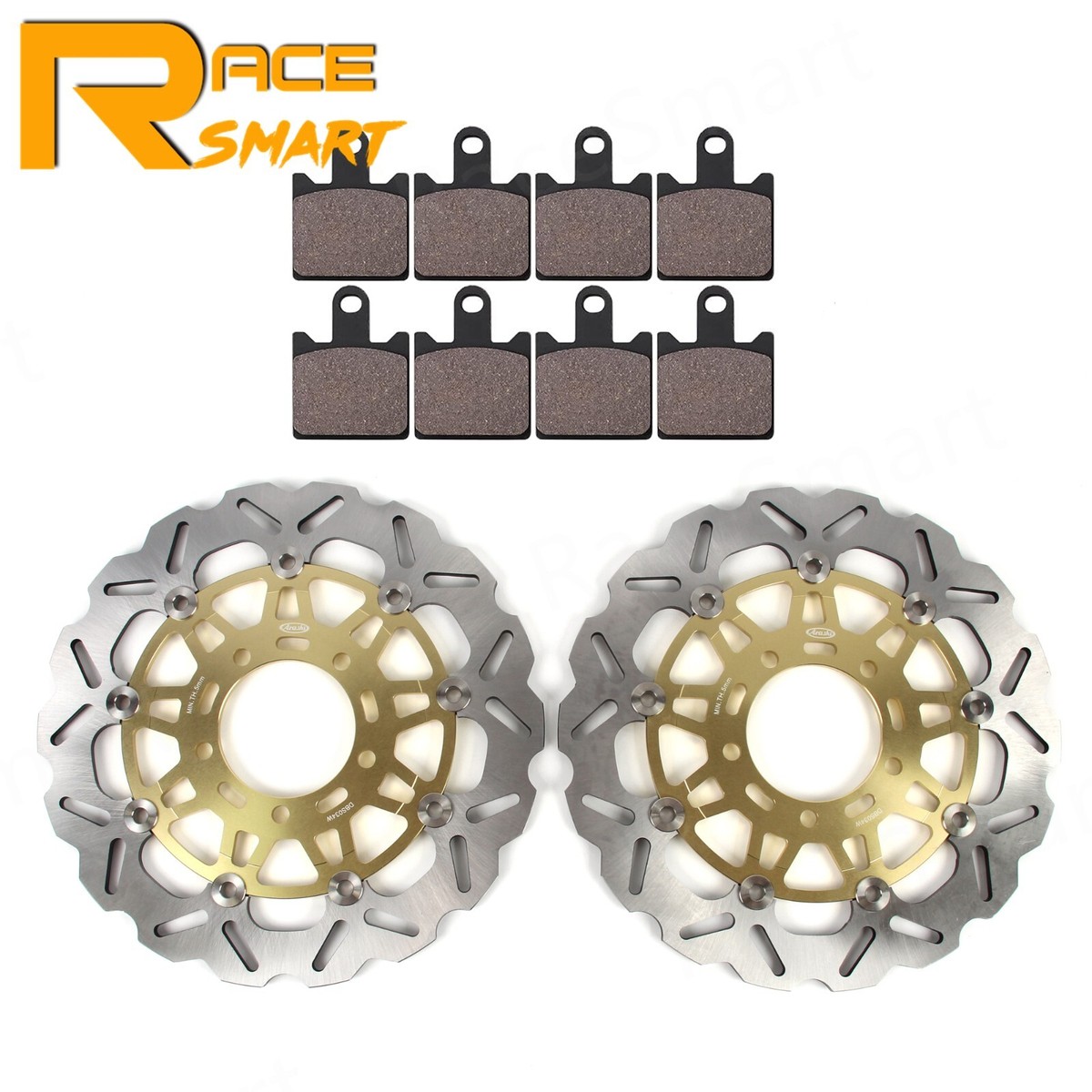 嵐 For Kawasaki Ninja ZX6R 2007-2016 Front Brake Rotors and Pads ZX