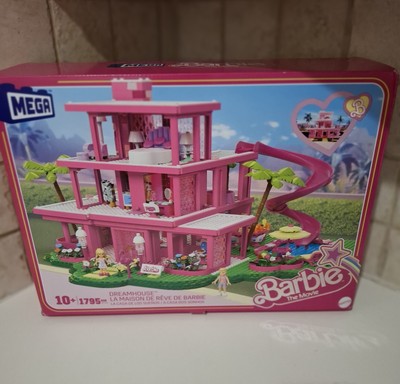 Mega Blocks Barbie Dream House Pink Playset Mini Figures Slide 1795 Pcs Set 