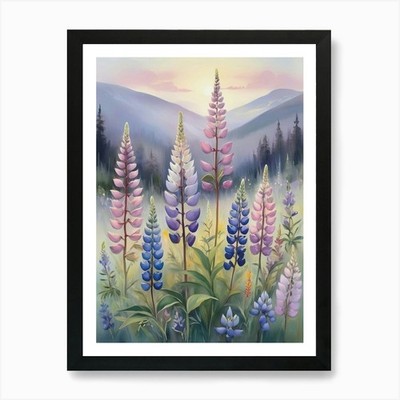 Finnlands National Flower Lupine Kunst Gerahmtes Wandbild Poster Leinwanddruck Bild
