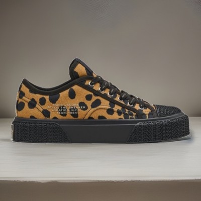 Marc Jacobs The Cheetah Animal Print Low Top Lace-Up Athletic Sneakers size 41
