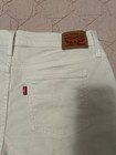Levis Jean Shorts Womens 32 Mid Length White Denim Cuffed — photo 2