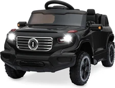 Kids 6V Ride on Truck W/Parent Remote Control, 3 Speeds, LED Lights, Black