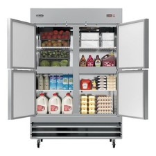Pemberly Row Silver 54" Commercial Steel Half Door Reach-In Refrigerator