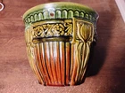 Vintage Brush McCoy Blended Majolica Tulip Brown Jardiniere Planter 257 7”D