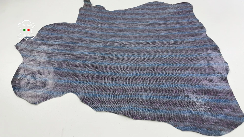 PURPLE & BLUE SNAKE PRINT ON Strong Italian Calfskin Leather 8sqf 0.7mm #C6532 - Image 2 of 4