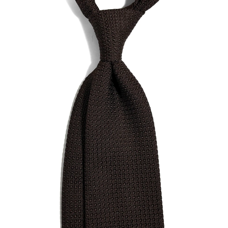 Gravata granadina de seda marrom escura (Garza Grossa) feita à mão na Itália - Imagem 2 de 4