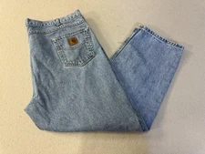 Carhartt Jeans Mens 44x30 Blue Stonewash Relaxed Fit Denim Workwear B17 STW