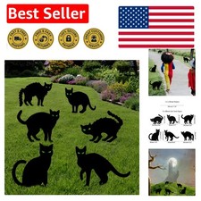 Outdoor Halloween Decor - Set of 6 Black Cat Signs with Easy Setup Stakes