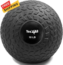 Yes4All Slam Balls, 10-40lb Weighted Ball Weight, Durable PVC 10lbs, Black 