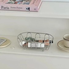 2Pcs Stainless Steel Basket Multipurpose Cosmetic Vanity Desktop Organizer Shelf