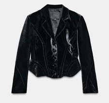 ZARA WOMAN ZW COLLECTION LIMITED EDITION CROPPED VELVET BLAZER 9254/128/800 NEW