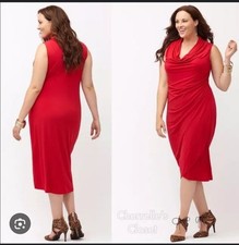 LANE BRYANT Women's Red Cowl Neck Sleeveless Maxi Dress Size 14/16