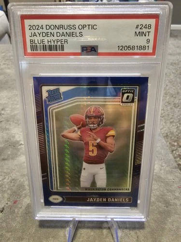 2024 Donruss Optic Jayden Daniels Blue Hyper Rated Rookie #248 PSA 9