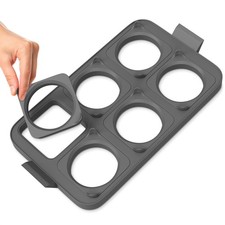 Silicone Egg Rings for Griddle – Pancake Mold Tray 16.5x8.9 with Removable Ro...