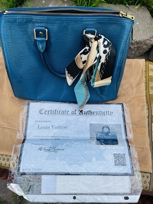 AUTHENTIC LOUIS VUITTON Speedy 25 Blue Epi Leather Boston Bag HandBag & Wallet
