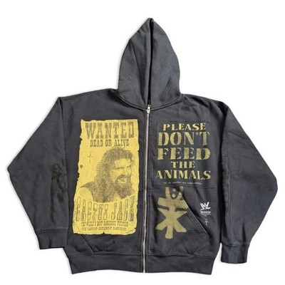 Travis Scott x WWE Cactus Jack Black Zip Up Hoodie Size XXL 