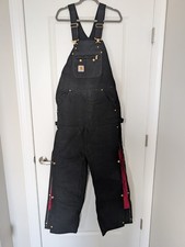 Carhartt R41 BLK Quilt Lined Duck Bib Overalls Black 34x34 Double Knee Ankle Xip