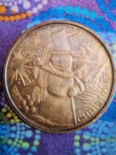1987 Christmas Frosty SNOWMAN 1oz Silver Round .999 Fine Silver ? Toned 100.00 per troy oz