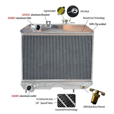 Für 1941-1952 Jeep Willy's M38 / CJ-2A/MB 1942 1943 44 Aluminum Radiator Kühler