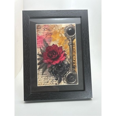   Gothic Rose & Skeleton Key Framed Art Print  