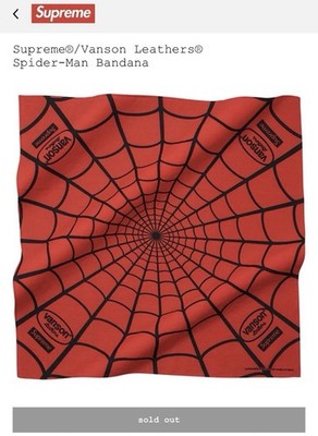 Supreme Vanson Leathers Spider-Man Bandana Red [In Hand]