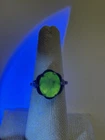 Vintage Sterling Silver Sarah Coventry Uranium Glass Ring 7-9 Adjustable
