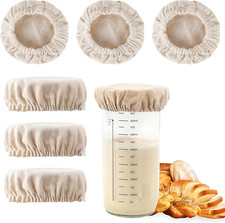 6 Pack Sourdough Starter Jar Covers Cloth - Reusable Linen Covers Cloth for E...