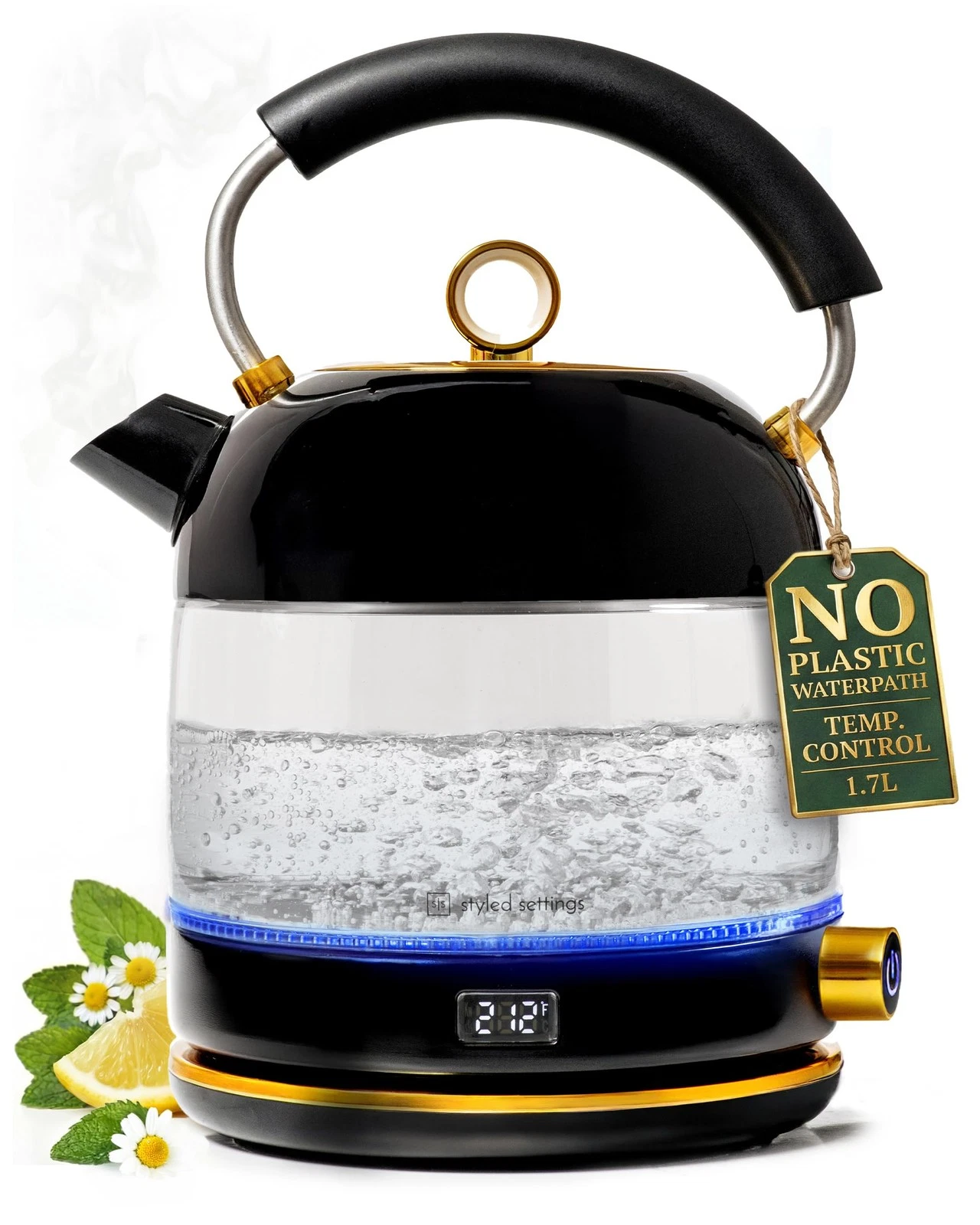 Glass Electric Kettle No Plastic, Stainless Steel, Auto Shut Off and Keep War...