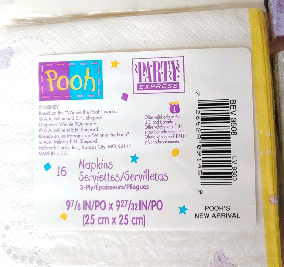 Guardanapos de papel decoupage Disney Winnie The Pooh-Pooh’s New Arrival-16 peças vintage - Imagem 2 de 2