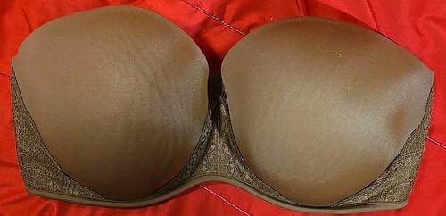 Lane Bryant Cacique Multiway Strapless Bra Size 42DDD Brown Bow Lace