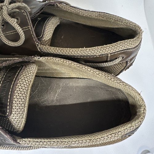 MARGARITAVILLE Boat Shoes Mens SZ 9.5 Brown Leather Pam Tree Engravings - Picture 5 of 6