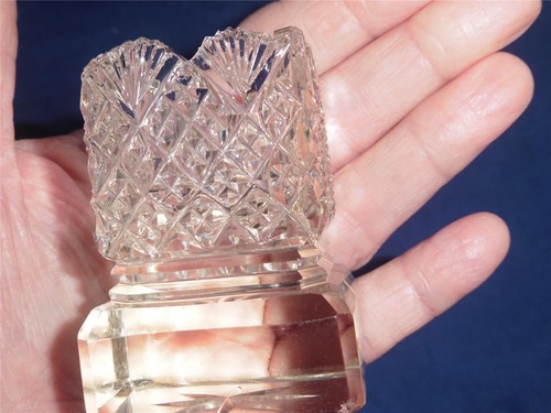 Soporte de palillo de dientes de vidrio de corte brillante americano de colección patrón de ventilador de diamante - Imagen 7 de 7