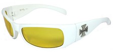 Retro Choppers Night Driving Biker Mens Sunglasses UV Protect - White Frame C11B