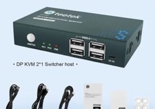 KVM Switch Display Port 2 Port,4K 60Hz, USB2.0, DP 1.2, DP KVM 2 PC 1 Monitor