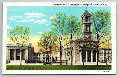 Vintage Postcard IL Springfield Cathedral of the Immaculate Conception ~4924