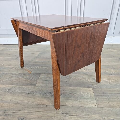 Vintage Wood Danish Inspired Coffee Table - Drop Leaf Atomic Mid Century Modern - Picture 7 of 24