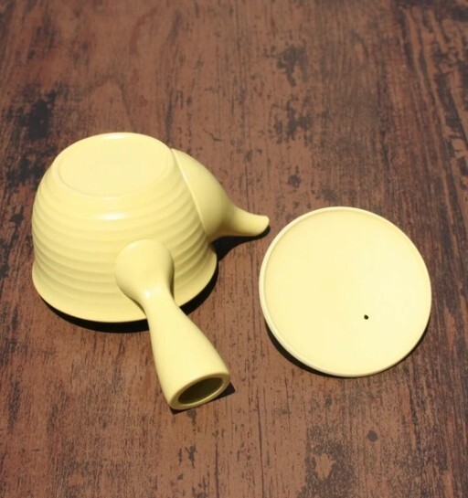 Tokoname Japanese Teapot Yellow clay Flared shape Kyusu 240ml by Morimasa kiln