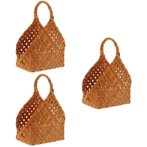 3 Pcs Bamboo Portable Flower Basket Plant Containers for Toys Girl