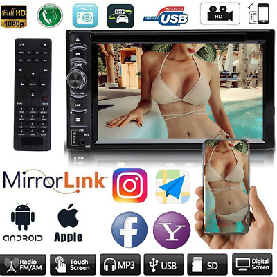 Double Din Car Stereo Radio DVD Player Bluetooth TV USB Mirror For GPS