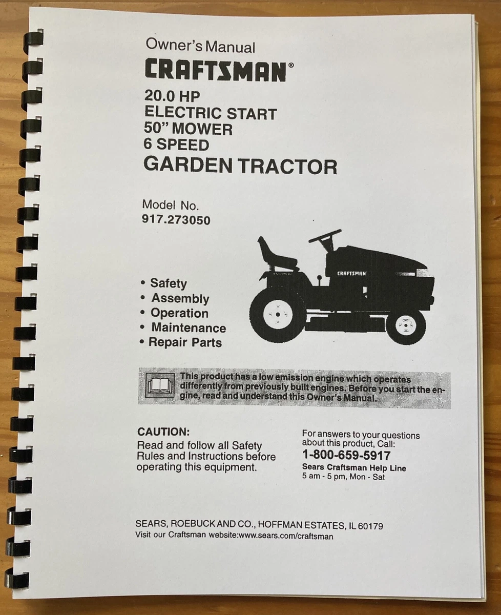 Owner s Manual Sears Craftsman 20.0 HP Lawn Tractor 50 Mower