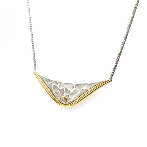 42cm 925 Silber Halskette Collier Silberkette vintage Schmuck teiweise vergoldet - Picture 4 of 17