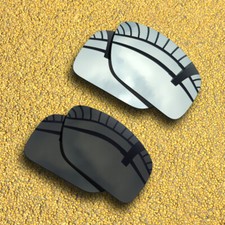 US 2 Pairs Lenses Replacement for-Oakley Double Edge Polarized-Black Silver
