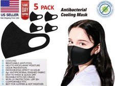 1PCS or 5PCS Cooling Unisex Adult Fashion Black Face Masks Reusable Washable DOT