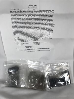 Petroleum crude oil Sample Set Kit Rocks Vials Information Limestone Shale K8